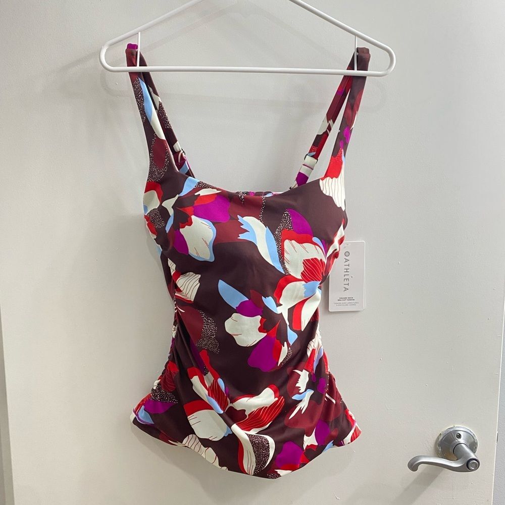 Athleta Tankini Swimsuit Womens 34D/DD Multicolor Floral Swim Top New